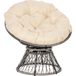 Outsunny 360° Swivel Rattan Chair with Padded Cushion - Size: 1 Seater - Cream - Wilko - thumbnail 3