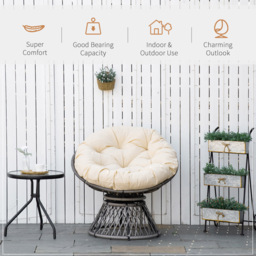 Outsunny 360° Swivel Rattan Chair with Padded Cushion - Size: 1 Seater - Cream - Wilko - thumbnail 7