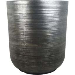 Leaf Coya Silver Ridged Composite Planter 39 x 33cm - Size: 39 x 33 x 33cm - Grey - Wilko