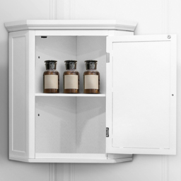 Teamson Home Glancy One Shutter Door Removable Wooden Corner Wall Cabinet White - Size: 61.0 x 38.1 x 57.2cm - Wilko - thumbnail 1