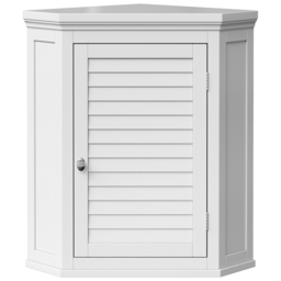 Teamson Home Glancy One Shutter Door Removable Wooden Corner Wall Cabinet White - Size: 61.0 x 38.1 x 57.2cm - Wilko - thumbnail 3