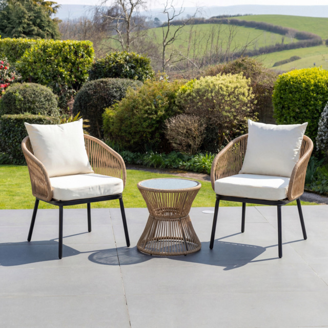 Artemis Home Florent 2 Seater Brown and Cream PE Rattan Bistro Set - Wilko - image 1