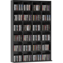 HOMCOM 32 Shelf Black Media Storage Rack - Size: 130.5 cm x 20.0 cm x 89.0 cmcm - Wilko - thumbnail 3
