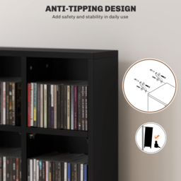 HOMCOM 32 Shelf Black Media Storage Rack - Size: 130.5 cm x 20.0 cm x 89.0 cmcm - Wilko - thumbnail 7