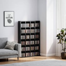 HOMCOM 32 Shelf Black Media Storage Rack - Size: 130.5 cm x 20.0 cm x 89.0 cmcm - Wilko - thumbnail 5