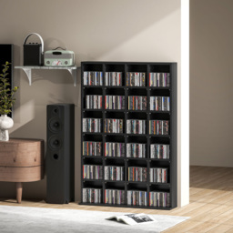 HOMCOM 32 Shelf Black Media Storage Rack - Size: 130.5 cm x 20.0 cm x 89.0 cmcm - Wilko - thumbnail 4