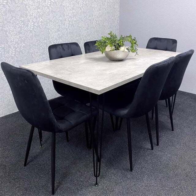 Kosy Koala 6 Seater Grey and Black Dining Table set - Multi - Wilko - image 1