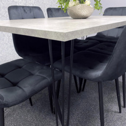 Kosy Koala 6 Seater Grey and Black Dining Table set - Multi - Wilko - thumbnail 3