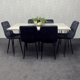Kosy Koala 6 Seater Grey and Black Dining Table set - Multi - Wilko - thumbnail 6