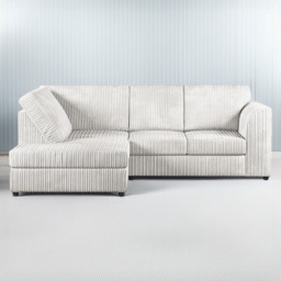 Luxor 4 Seater Silver Jumbo Cord Full Back Left Hand L Shape Corner Sofa - Wilko - thumbnail 1