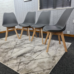 Kosy Koala Set of 4 Grey Plastic Dining Chair with Faux Leather Padded Seat - Wilko - thumbnail 3