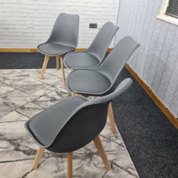 Kosy Koala Set of 4 Grey Plastic Dining Chair with Faux Leather Padded Seat - Wilko - thumbnail 5