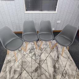 Kosy Koala Set of 4 Grey Plastic Dining Chair with Faux Leather Padded Seat - Wilko - thumbnail 7