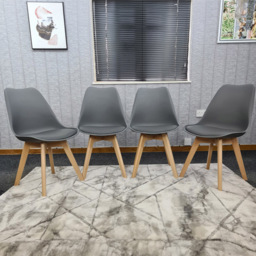 Kosy Koala Set of 4 Grey Plastic Dining Chair with Faux Leather Padded Seat - Wilko