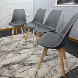 Kosy Koala Set of 4 Grey Plastic Dining Chair with Faux Leather Padded Seat - Wilko - thumbnail 4