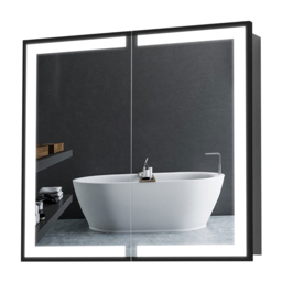 Living and Home Black Framed LED Mirror Bathroom Cabinet - Size: 13.7 x 65 x 60cm - Wilko - thumbnail 5