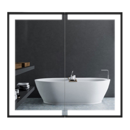 Living and Home Black Framed LED Mirror Bathroom Cabinet - Size: 13.7 x 65 x 60cm - Wilko - thumbnail 4