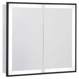 Living and Home Black Framed LED Mirror Bathroom Cabinet - Size: 13.7 x 65 x 60cm - Wilko - thumbnail 3