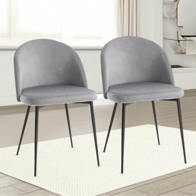 Portland Set of 2 Grey Fabric Dining Chair - Wilko - image 1