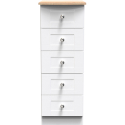 Crowndale Sussex 5 Drawer White Ash and Bardolino Oak Bedside Table Ready Assembled - Wilko - thumbnail 4