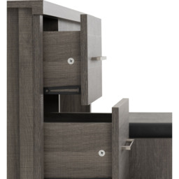 Seconique Lisbon 3 Drawer Black Wood Grain Faux Leather Dressing Table Set with Mirror - Size: 40 x 90 x 73cm - Wilko - thumbnail 6