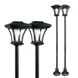GardenKraft 2 Pack Bright White LED Solar Lamp Posts - Size: 26 x 25 x 54cm - Multi - Wilko - thumbnail 1