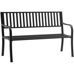 Outsunny 2 Seater Black Metal Garden Loveseat Bench - Wilko - thumbnail 3