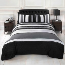Rapport Home Detroit Double Grey Duvet Cover Set - Silver - Wilko
