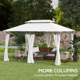 Outsunny 3 x 4m White Double Roof Metal Garden Gazebo with Sides - Cream - Wilko - thumbnail 6
