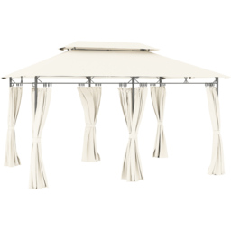 Outsunny 3 x 4m White Double Roof Metal Garden Gazebo with Sides - Cream - Wilko - thumbnail 3