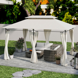 Outsunny 3 x 4m White Double Roof Metal Garden Gazebo with Sides - Cream - Wilko - thumbnail 1