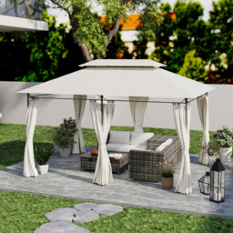 Outsunny 3 x 4m White Double Roof Metal Garden Gazebo with Sides - Cream - Wilko - thumbnail 5