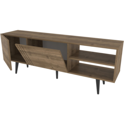 Decorotika Ronas 2 Door 2 Shelf Walnut Wide TV Unit - Size: 59.5 x 160 x 35cm - Brown - Wilko - thumbnail 4