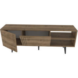 Decorotika Ronas 2 Door 2 Shelf Walnut Wide TV Unit - Size: 59.5 x 160 x 35cm - Brown - Wilko - thumbnail 3