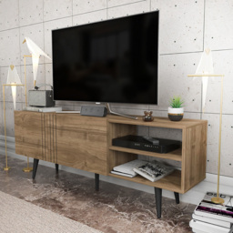 Decorotika Ronas 2 Door 2 Shelf Walnut Wide TV Unit - Size: 59.5 x 160 x 35cm - Brown - Wilko - thumbnail 6