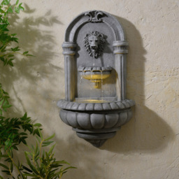 Teamson Home Natural Stone Tiered Lion Head LED Water Wall Fountain 81cm - Size: 81.28 x 24.51 x 46.48cm - Grey - Wilko - thumbnail 3