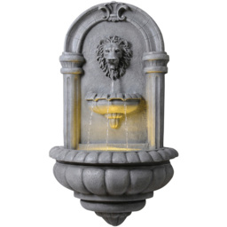 Teamson Home Natural Stone Tiered Lion Head LED Water Wall Fountain 81cm - Size: 81.28 x 24.51 x 46.48cm - Grey - Wilko - thumbnail 1