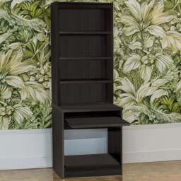 R White Cabinets 4 Shelf Printer Desk Stand with Hutch Black - Size: 182.8 x 60 x 54cm - Wilko