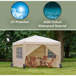VonHaus 3 x 3m Cream Pop-up Gazebo with Removable Side Panel - White - Wilko - thumbnail 7