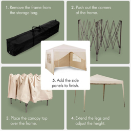 VonHaus 3 x 3m Cream Pop-up Gazebo with Removable Side Panel - White - Wilko - thumbnail 6