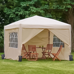 VonHaus 3 x 3m Cream Pop-up Gazebo with Removable Side Panel - White - Wilko