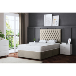 DS Living Seraphine King Size Beige Upholstered Panel Divan Bed - Cream - Wilko - thumbnail 6