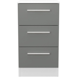 Crowndale Contrast 3 Drawer Dusk Grey and White Bedside Cabinet Ready Assembled - Dusk Grey & White - Wilko - thumbnail 3