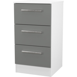 Crowndale Contrast 3 Drawer Dusk Grey and White Bedside Cabinet Ready Assembled - Dusk Grey & White - Wilko - thumbnail 5