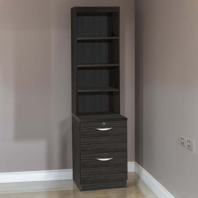 R White Cabinets 2 Drawer 4 Shelf Black Filing Cabinet with Hutch - Size: 182.8 x 47.9 x 54cm - Wilko - image 1