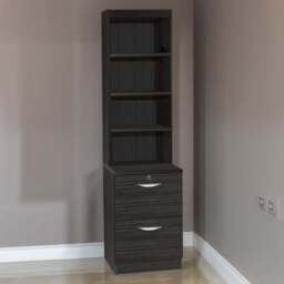 R White Cabinets 2 Drawer 4 Shelf Black Filing Cabinet with Hutch - Size: 182.8 x 47.9 x 54cm - Wilko