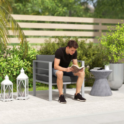 Outsunny Charcoal Grey Aluminium Patio Sofa Armchair with Cushions - Size: 64 x 66 x 68cm - Wilko - thumbnail 6