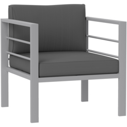 Outsunny Charcoal Grey Aluminium Patio Sofa Armchair with Cushions - Size: 64 x 66 x 68cm - Wilko - thumbnail 3