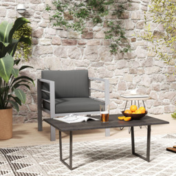 Outsunny Charcoal Grey Aluminium Patio Sofa Armchair with Cushions - Size: 64 x 66 x 68cm - Wilko - thumbnail 5