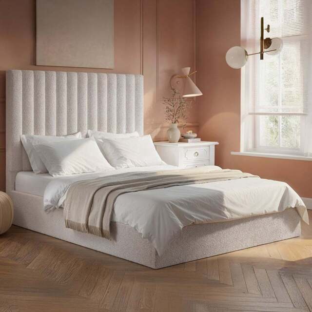 Flair Everley King Size Cream Boucle Ottoman Bed - Wilko - image 1